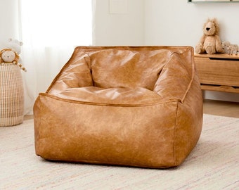 Leather Lounge Sofa Set, Leather Armless Sofa Set with Ottoman, Ottoman Sofa, Leather Lounger For Living Room, Bean Bag