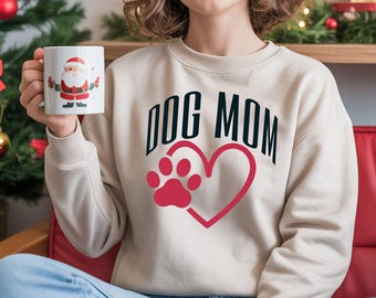Sudadera para mamá de perro, regalo para amantes de los perros, suéter para dueños de mascotas, top con estampado de corazón, suéter para padres de animales, sudadera con gráfico lindo