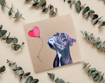 Boxer dog craft card, handmade Kraft card,