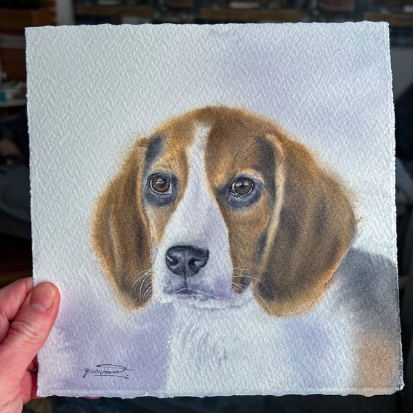 Hand Painted Dog Portrait - From Your Photo - Custom Pet Portrait - Special Gift - Hand Painted Watercolor Painting