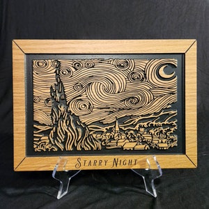 Arquivo de corte digital de Starry Night de Van Gogh, Starry Night VECTOR, SVG, dfx para CNC ou laser