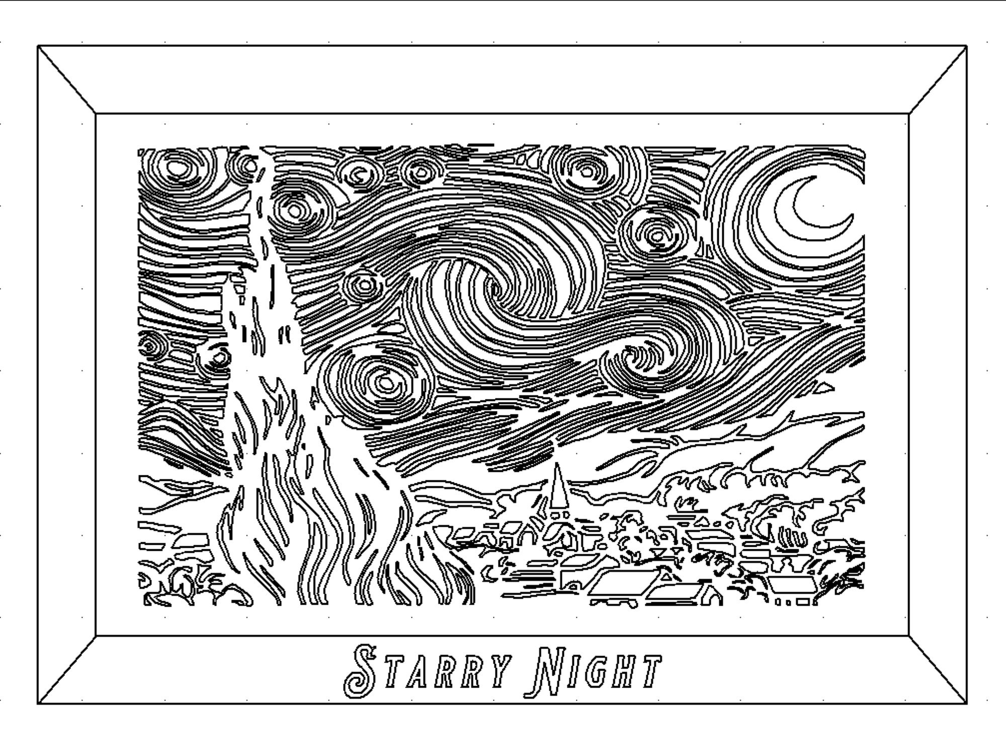 Digital Cutting File of Van Gogh's Starry Night, Starry Night VECTOR