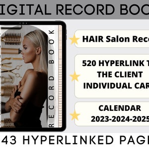 Digital Hair Stylist Appointment Book Hair Salon Client Record Book Hair Planner