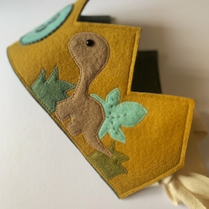 Personalized Felt Dinosaur Crown, First Birthday Celebration
