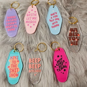 Retro Motel Style Keychains, Motel Keyring, Cute Keychain, Gift Idea, Personalised Gift Idea, Cute Gift Idea, Funny, Relatable, Unique Gift