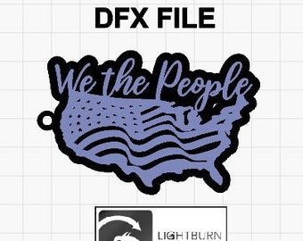 DXF file We the people US flag Keychain