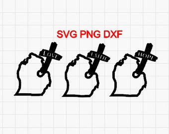 SVG PNG DXF Michigan Map Love Hope Faith downloadable