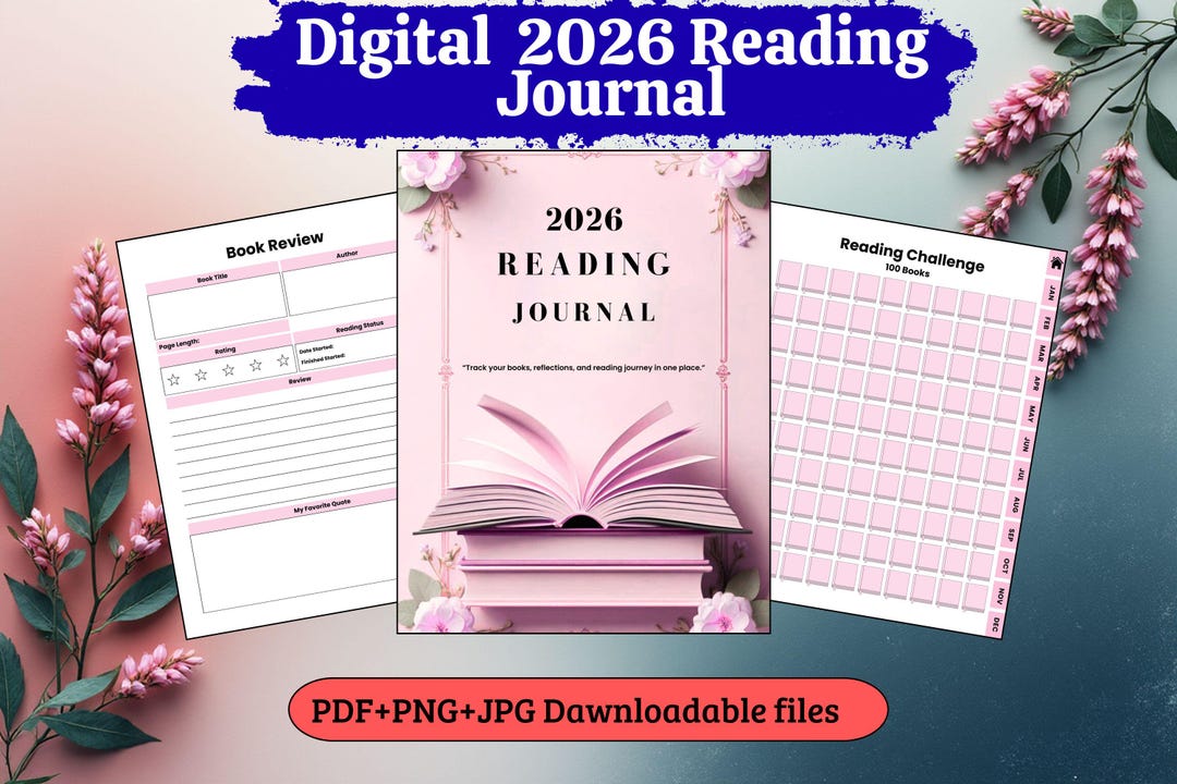Digital 2026 Reading Journal | Hyperlinked Book Tracker, Book Review ...