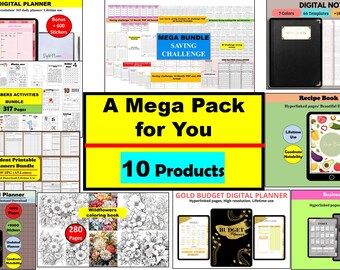 Digitaler Planer 2026 Mega Bundle: Haushalt, Rezept, Färbung + Sticker (PDF)