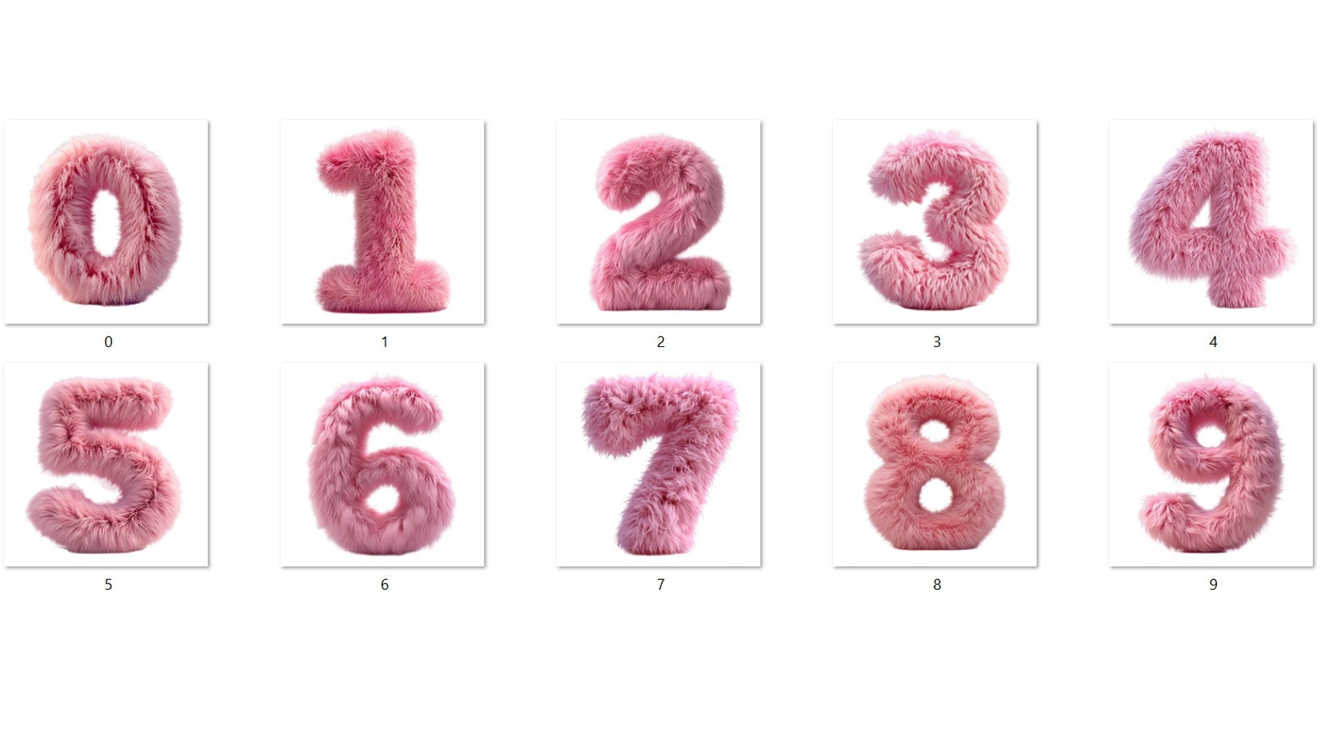 3D Fluffy Number Clipart: Fur Number PNG Bundle (digital Download) - Etsy
