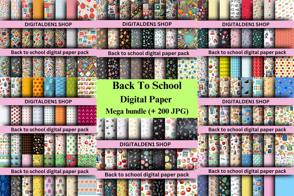 Back To School Digital Paper, Instant Download, Teacher Seamless Repeating Pattern, Back To School Seamless Patterns Jpg, School Backgrounds Moderndaydecors