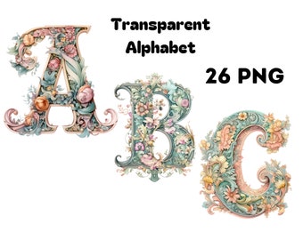 Watercolor Floral Alphabet Clipart: Spring PNG Collection (Digital Download)
