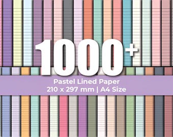 Bundel met pastelkleurig gelinieerd papier 2026, afdrukbaar briefpapier A4 (digitale download)