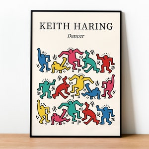 Keith Haring Digital Art Print Colourful Dancer Poster Iconic Modern Wall Art Download  Pop Art Home Decor