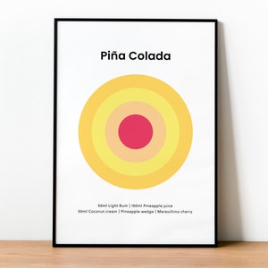 Pina Colada | Cocktail Prints | Cocktail Wall Art | Minimalist Cocktail Prints | Instant Download Print | DIGITAL DOWNLOAD