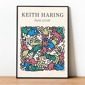 Keith Haring Art, Keith Haring Party of Life, Keith Haring Graffiti Art, Wall Art, Large Wall Art, Pop Art, Keith Haring Print