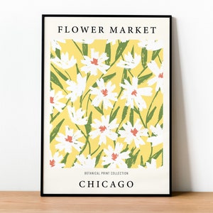 Blumenmarkt Poster, Blumenmarkt-Druck, Blumenplakat, Blumenwandkunst, botanische Wandkunst, Blumenmarkt Chicago, digitale Downloads