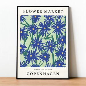 Blumenmarkt Poster, Blumenmarkt-Druck, Blumenplakat, Blumenwandkunst, botanische Wandkunst, Blumenmarkt Kopenhagen, digitale Downloads