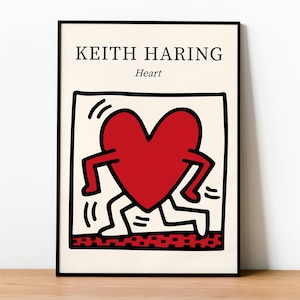 Keith Haring Art, Keith Haring Graffiti Art, Exhibition Poster, Keith Haring Heart, Wall Art, Large Wall Art, Pop Art, Keith Haring Print