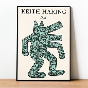 Keith Haring Art, Keith Haring Dog, Affiche d’exposition, Keith Haring Dog Print, Affiche d’art mural, Grand art mural, Pop Art, Keith Haring Print