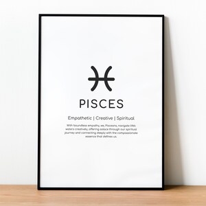 Pisces Star Sign | Instant Download Print | Zodiac Art Printable | Zodiac Personality | Zodiac Dates | Birth Sign Meanings DIGITAL DOWNLOAD