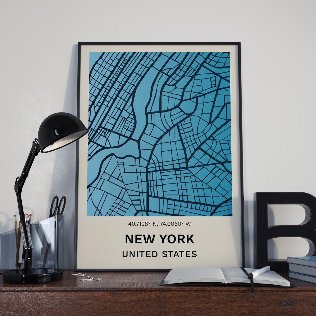 New York City Map Art Print: Modern Wall Decor (digital Download) - Etsy