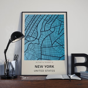 Stadt Karte Print, Stadt Karte Poster, Karte New York, New York Druck, New York Wandkunst, New York Druck, Karte Poster
