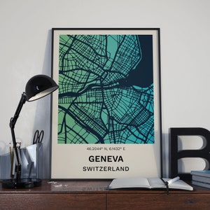City Map Print, City Map Poster, Geneva Map, Geneva Print, Geneva Wall Art, Geneva Art Print, Map Poster