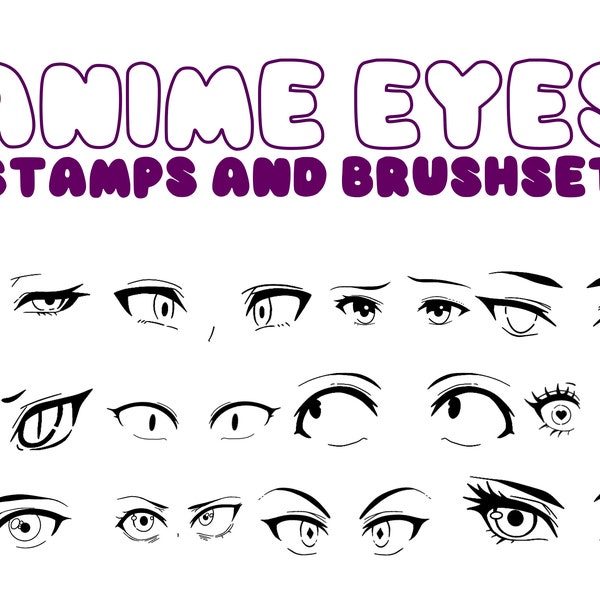 Procreate Anime eyes Stamps set and bruhses