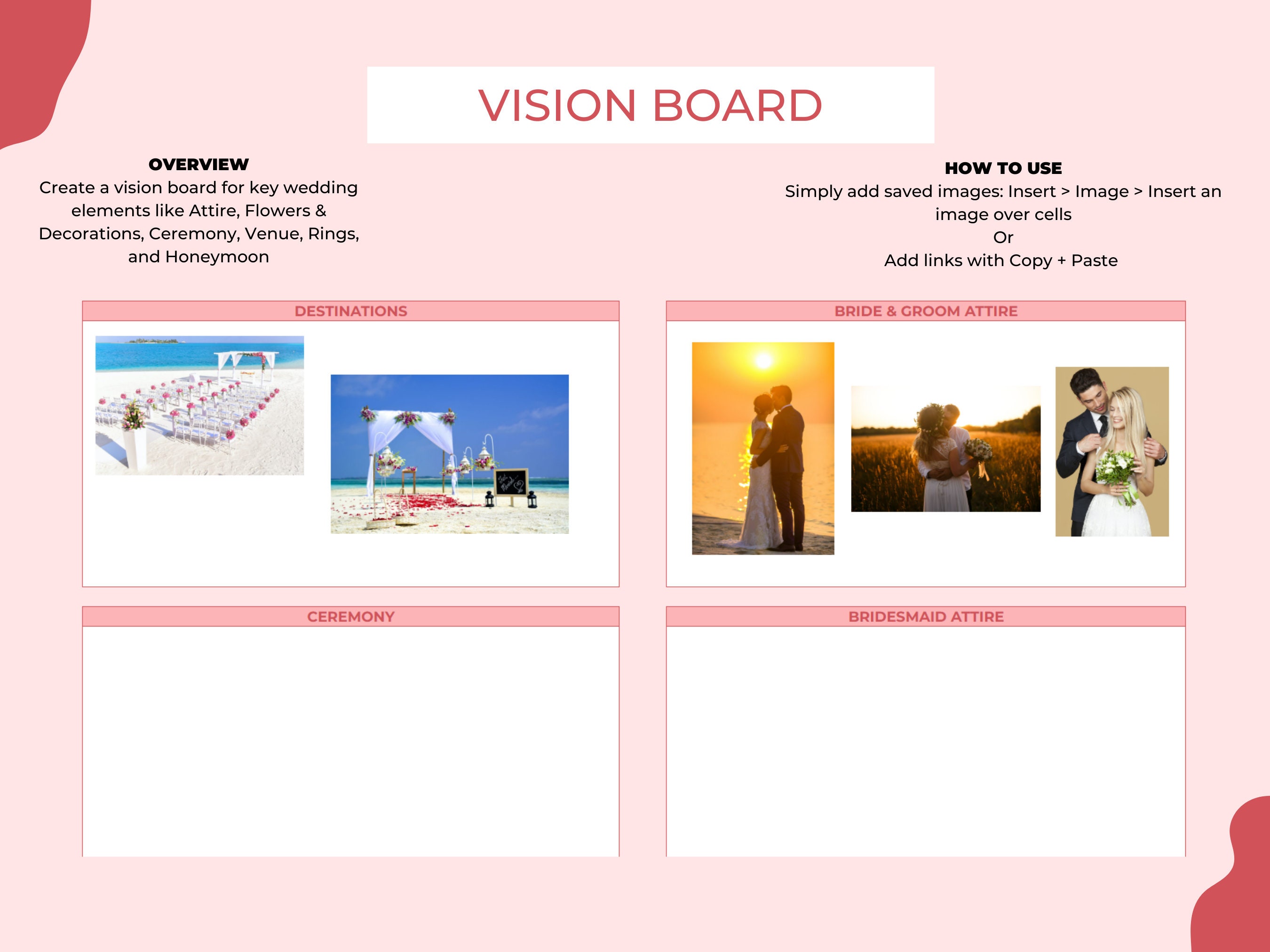 Destination Wedding Planner Spreadsheet | Abroad Wedding Planning ...
