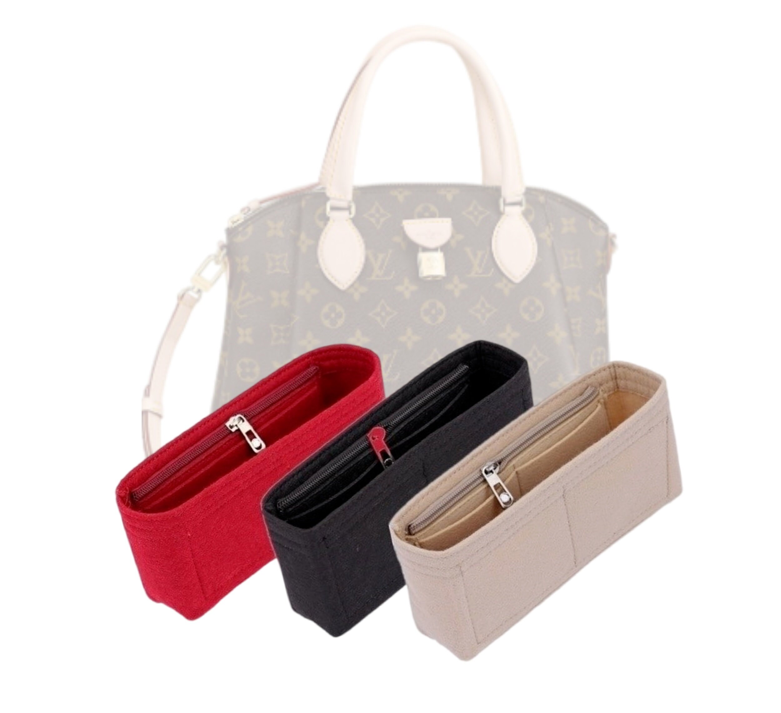 Rivoli MM Organizer] Felt Purse Insert with Middle Zip Pouch, Customi