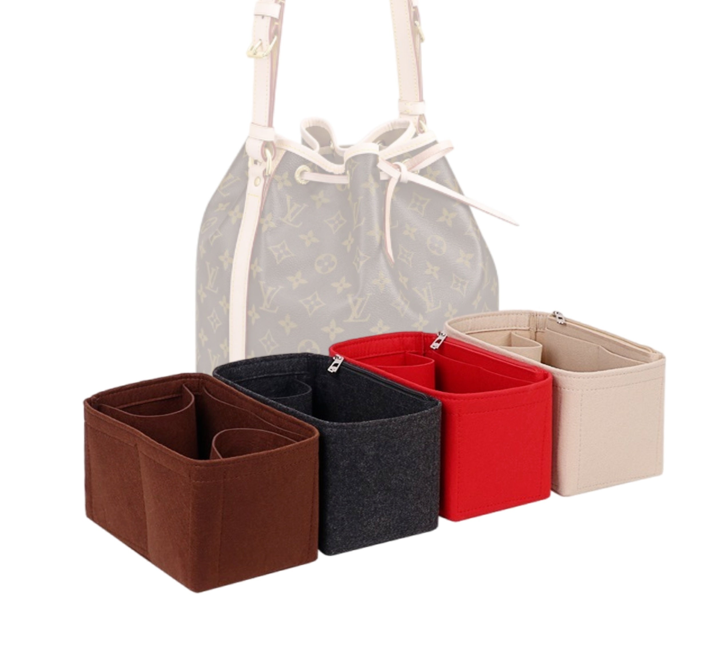 Lckaey Purse Organizer for LV NOE inner bag NOE BB bucket bag Petit NOE NM  storage bag small zipper insert3053khaki-L