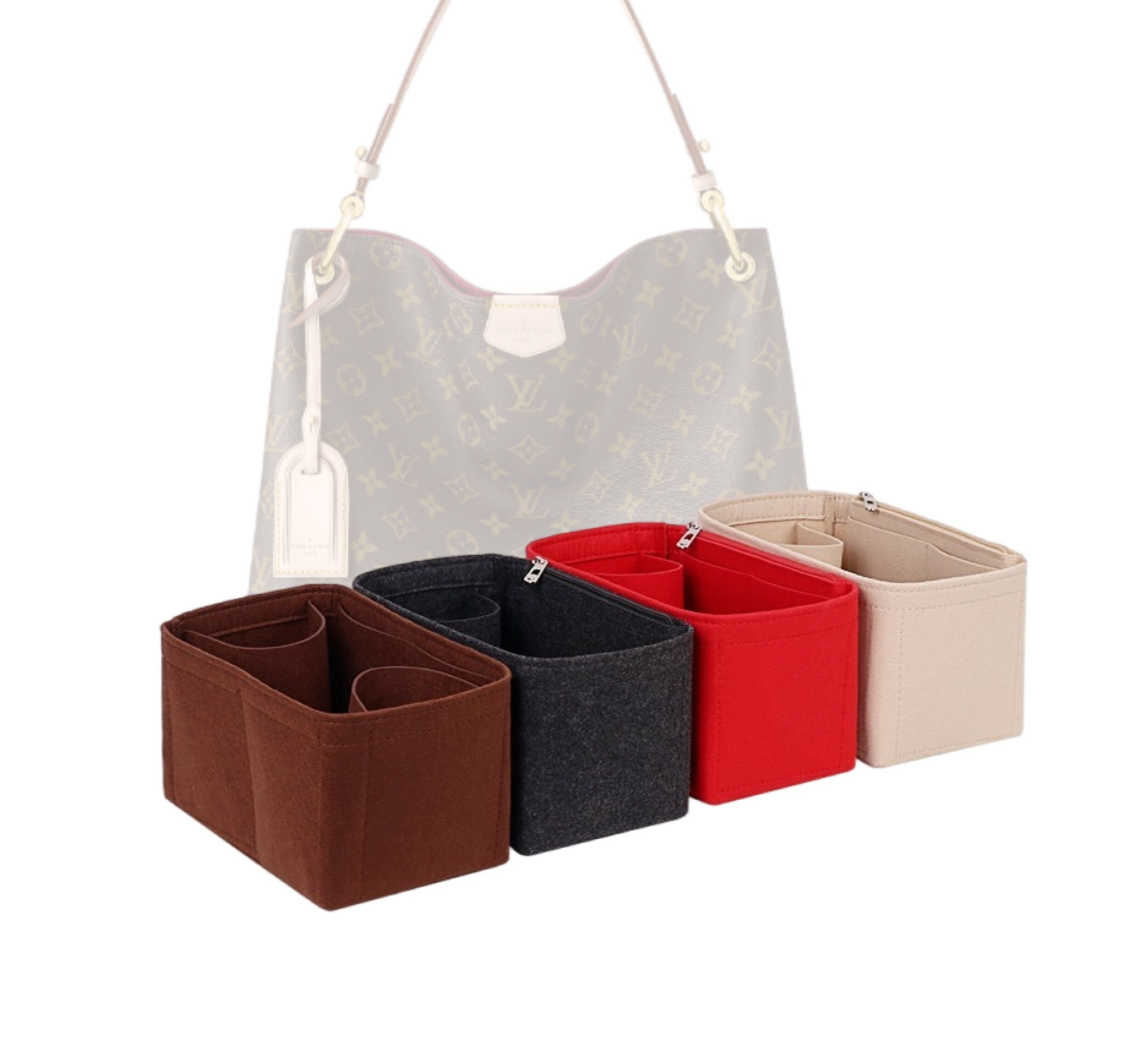 Purse Bling Neverfull GM Base Shaper, Bag Shaper for LV Never Full Bags and Other LV Totes, Vegan Leather (Red, gm)