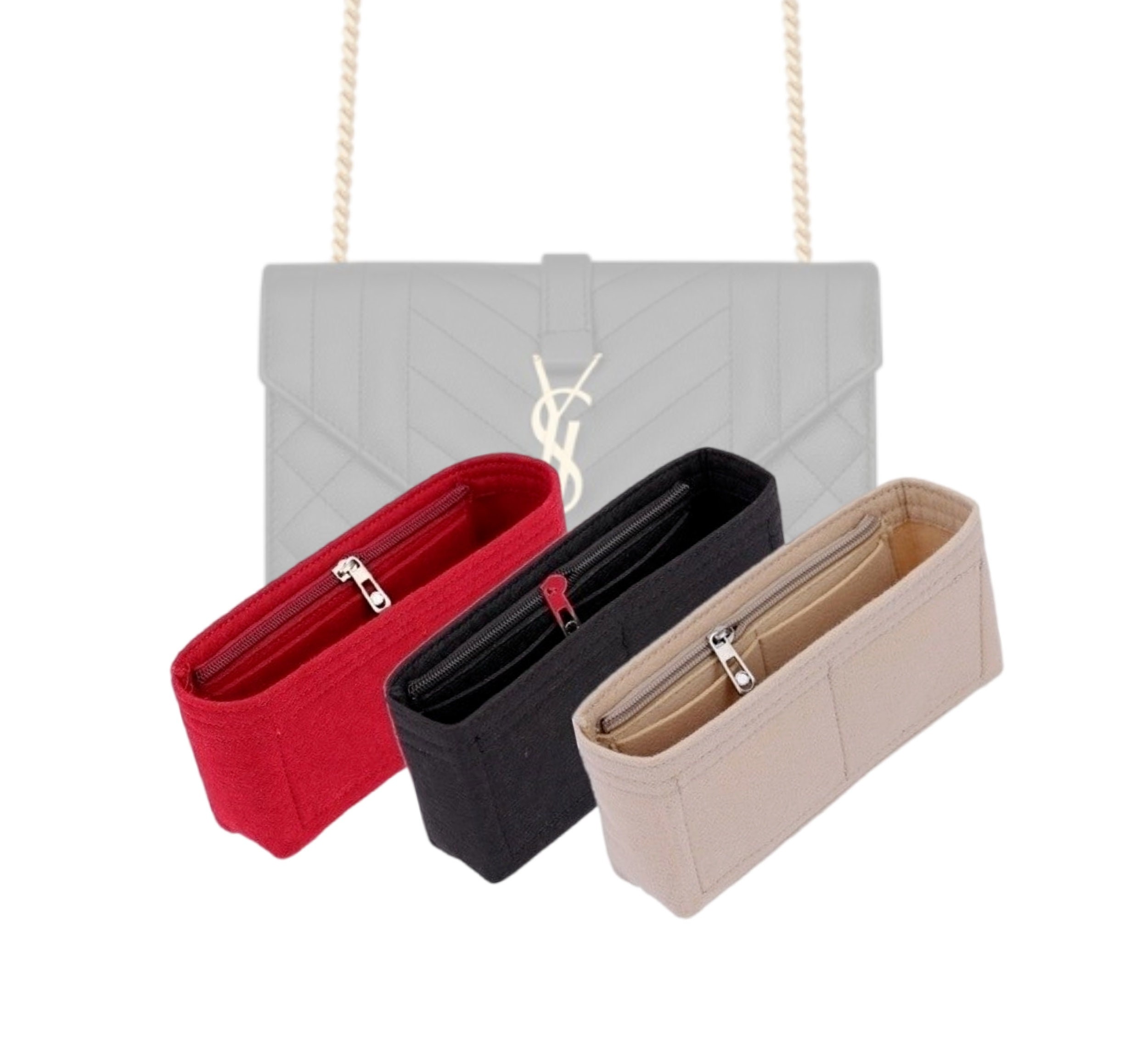 YSL Uptown Pouch - With Grommets + Gold or Silver Chain - SLG Organizer