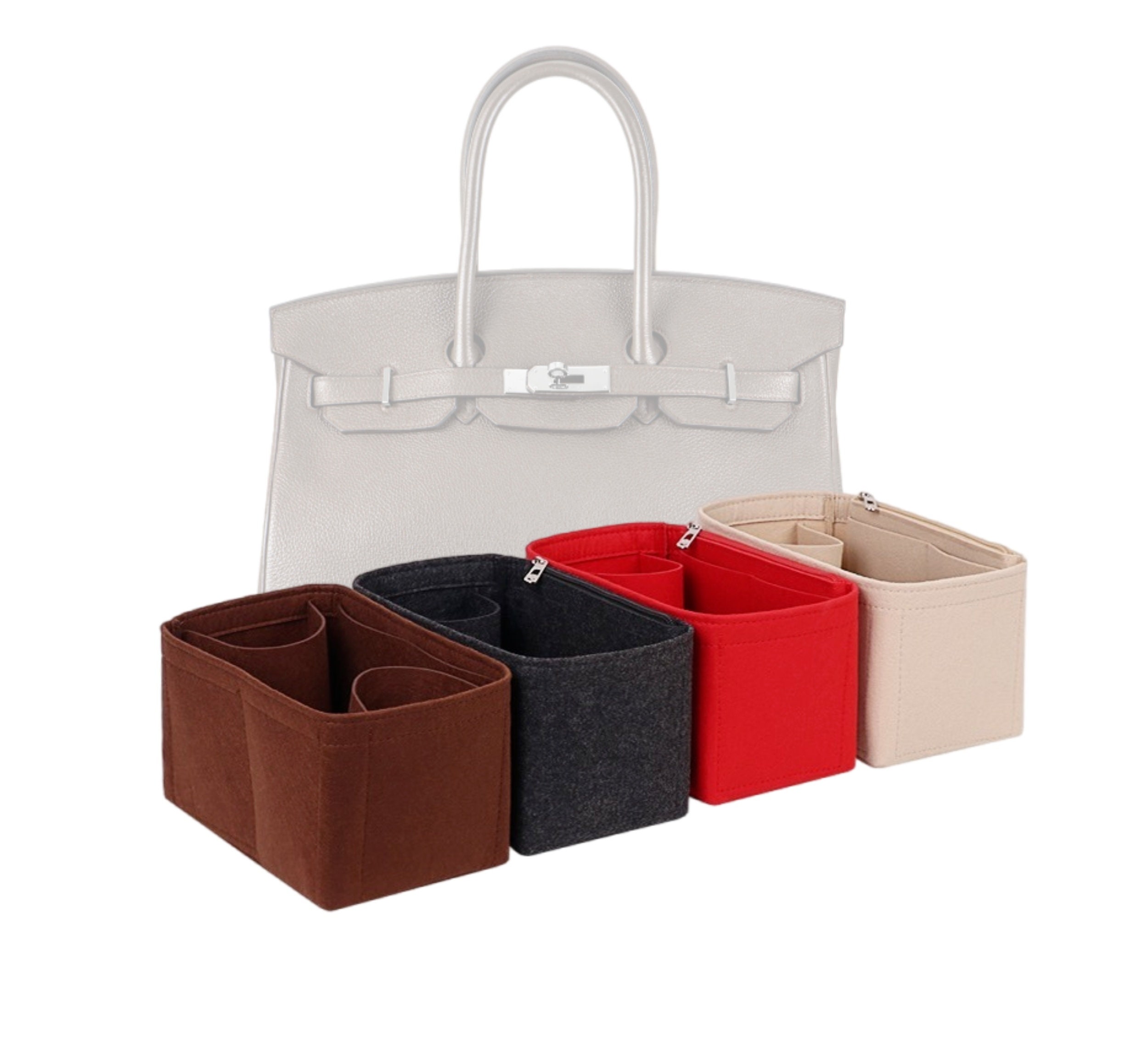 LEXSION Purse Organizer Insert for Handbags, Felt Bag Organizer for Birkin 25, Tote Bag Organizer Insert 8033 Grey Small