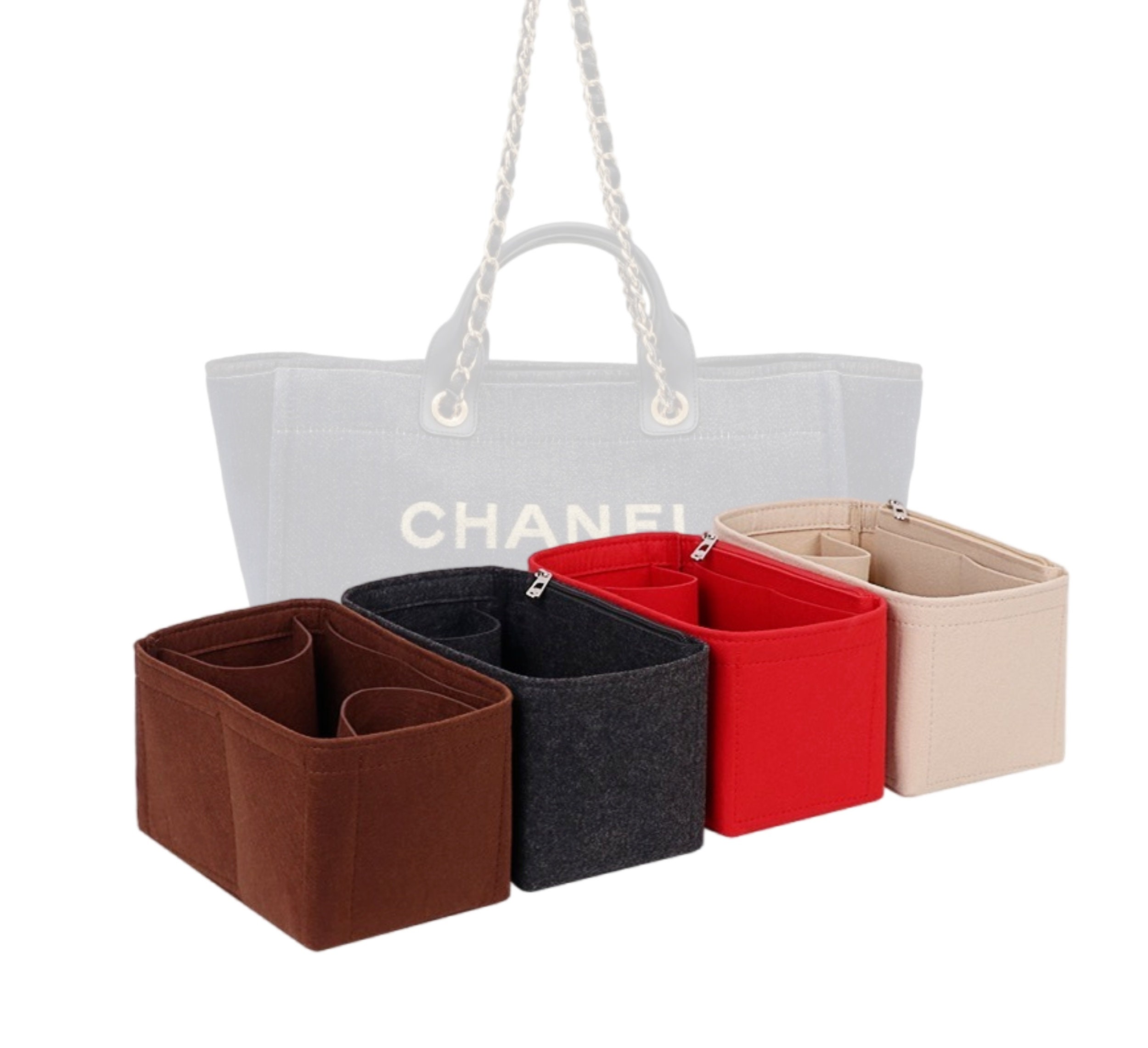  Bag Organizer for Deauville Tote Large (Detachable Zipper Top  Cover) - Premium Felt (Handmade/20 Colors) : Handmade Products