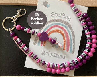 Abacus chain with names in schoolbag colors, ABC abacus chain