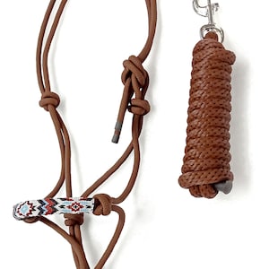 Beaded Design Horse Rope Halter with the Combination of Braided Polypropylene Matching Color Rope 2.80 Meter