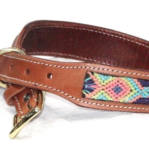 Leather Dog Collar for Medium & Large Dogs, Tan Color (Neck Size 19 Inches to 23 Inches Adjustable)