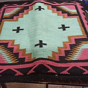 Navajo Woven Wool Horse Saddle Pad & Rope Halter Set (34" x 36") image 4