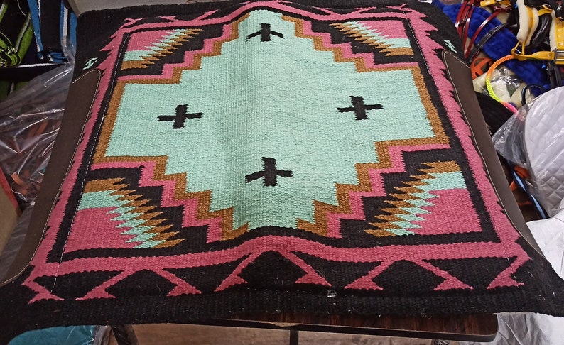 Navajo Woven Wool Horse Saddle Pad & Rope Halter Set (34" x 36") image 4