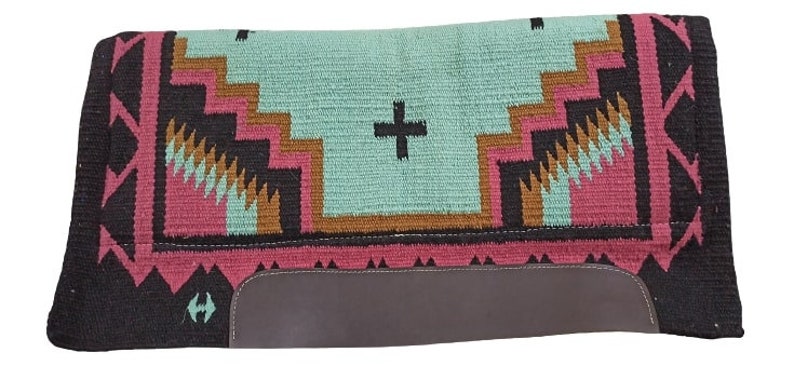 Navajo Woven Wool Horse Saddle Pad & Rope Halter Set (34" x 36") image 2