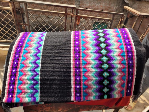 34x42 Show Pad: Colour purple , black, electric blue, Western Show Saddle Blanket
