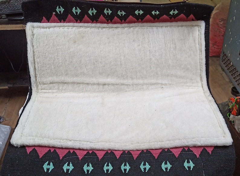 Navajo Woven Wool Horse Saddle Pad & Rope Halter Set (34" x 36") image 3
