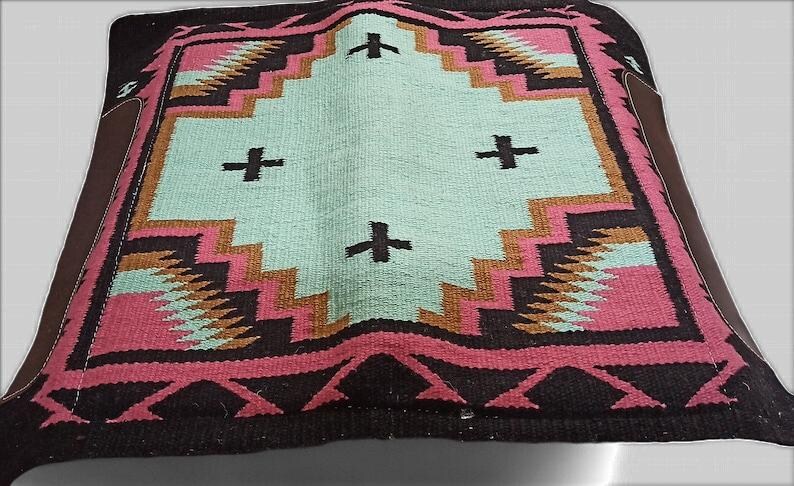 Navajo Woven Wool Horse Saddle Pad & Rope Halter Set (34" x 36") image 9