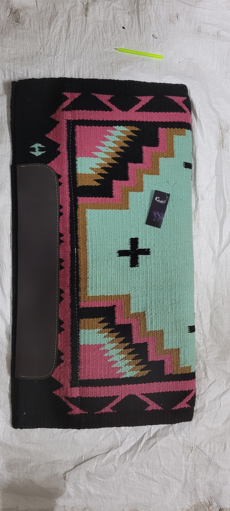 Navajo Woven Wool Horse Saddle Pad & Rope Halter Set (34" x 36") image 5