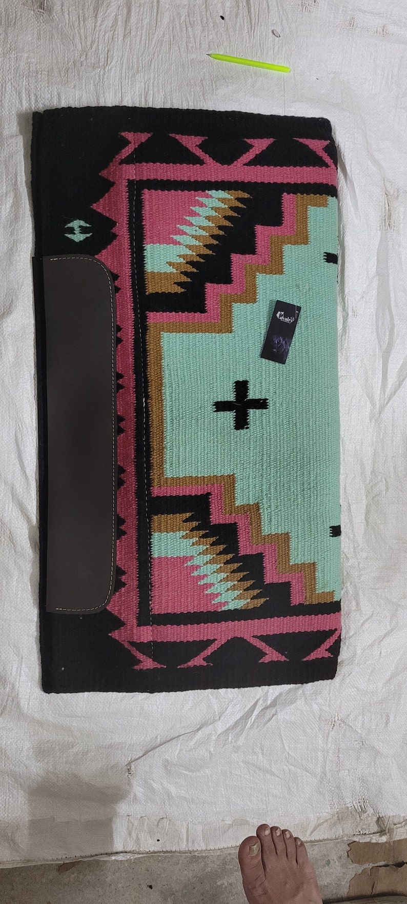 Navajo Woven Wool Horse Saddle Pad & Rope Halter Set (34" x 36") image 7