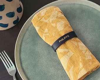 Leather napkin rings with customizable name