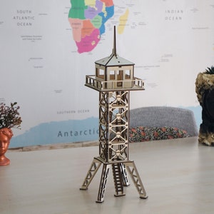 Archivo de corte láser CNC de torre de observación militar, rompecabezas de madera 3D / descarga digital / cdr/dxf/eps/ai/dwg