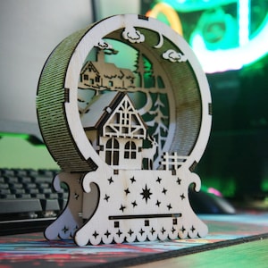 Winter House Lamb, Decor CNC Laser Cut File, 3D Wooden Puzzle | Digital Download | cdr/dxf/eps/ai/dwg